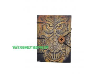 Hardcover Travel Diary with Beautiful Owl Design Hard Paper Didital Print, Small Sized, Handmade Notebook Writing Journal for Unisex | Ruled Premium Paper - 120 Pages 